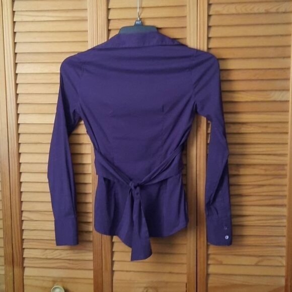 BCBG MAXAZRIA Purple Long Sleeve Ruched Back Tie Tunic Size XS - Picture 2 of 4
